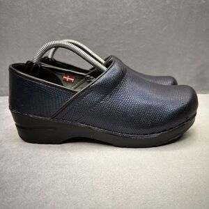 Sanita Cairo Womens Size 7-7.5 (EU 38) Clogs Blue Lizard Leather Arch Support